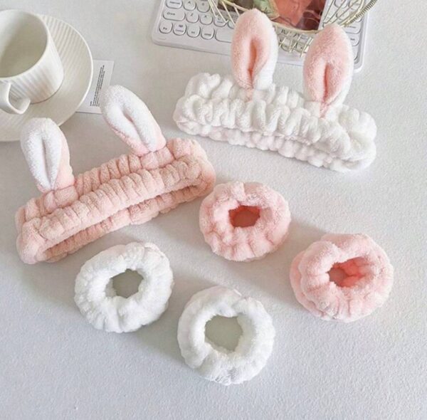 Набір для вмивання "Зайчик" пов'язка косметична з манжетами