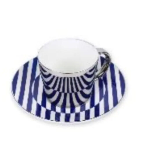 Чашка кавова керамічна дзеркальна з блюдцем "Морська" 90 мл