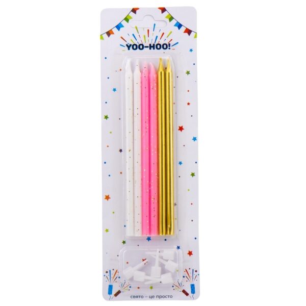 Набір свічок для торта "Олівець" Yoo-Hoo кольорові 13 см 6 шт
