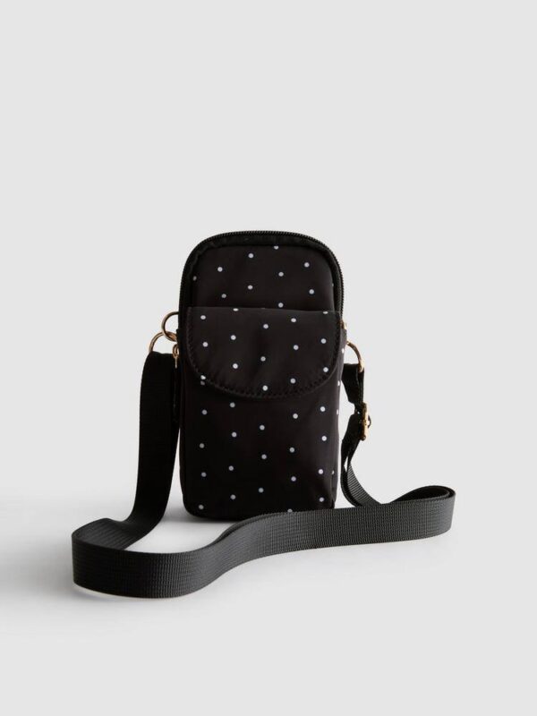 Сумочка-міні для телефону Primark нейлонова чорна в горошок