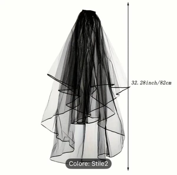 Фата на Хелловін "Чорна вдова" 82 см чорний