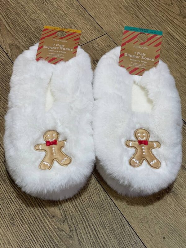 Тапочки-балетки жіночі "Пряник" Primark пухнасті білі