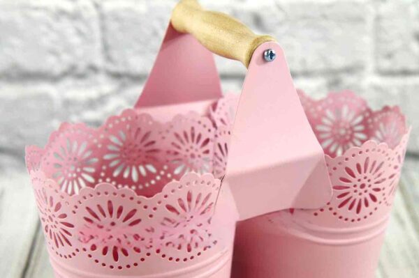 Кашпо металеве ажурне подвійне (11*10*8) рожевий