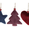 Ялинкова прикраса "Серце/ Зірка/ Ялинка" 14 см (оксамит)
