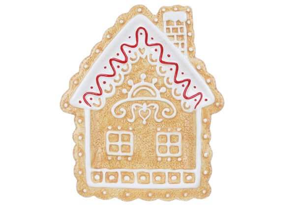 Блюдо керамічне "Пряниковий будиночок" 26*21.5*2.5  прямокутне беж