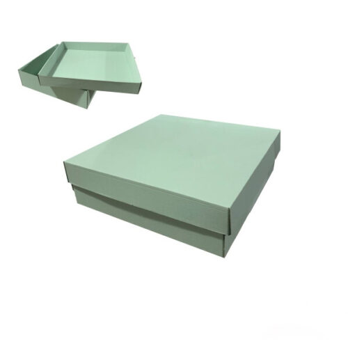 Коробка подарункова 33*33*10 см мікрогофра фісташково-зелена