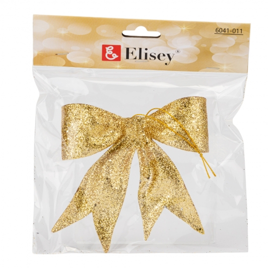 Бант декоративний 11 см блискучий золотий