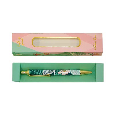 Ручка подарункова кулькова металева WB "Принт листя"