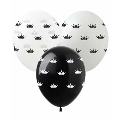 6550b6c9-870a-44bf-9bf7-ce6c1a521ed1.png Повітряні Кульки Pelican "Корони" чорні/білі (30 см) 10 шт