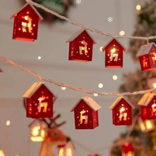 Гірлянда "Будиночки" 3 м/ 10 LED золоте світло (USB)