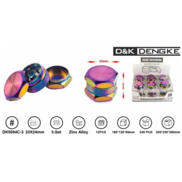 Гріндер/ Подрібнювач тютюну/ канабісу "Гайка" 33х24 мм (3 секціі) металевий бензин