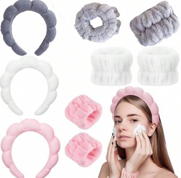 Набір для вмивання обруч з манжетами мікс кольорів