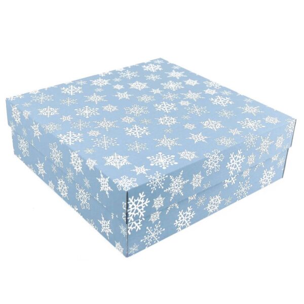 Коробка подарункова з мікрогофрокартону (36*36*12 см) Новорічна блакитна