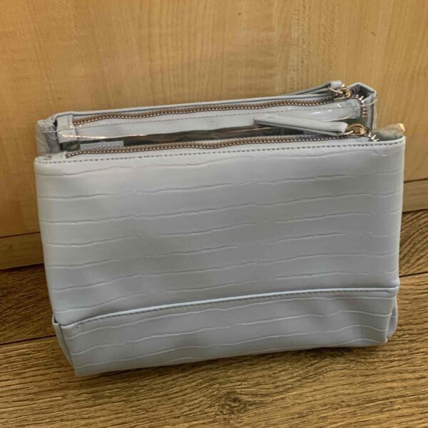 Косметичка Primark "Крокодил" розкладна на 3 відділення сіра