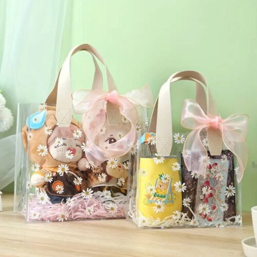 Пакет-сумочка подарунковий ПВХ "Ромашки" прозорий