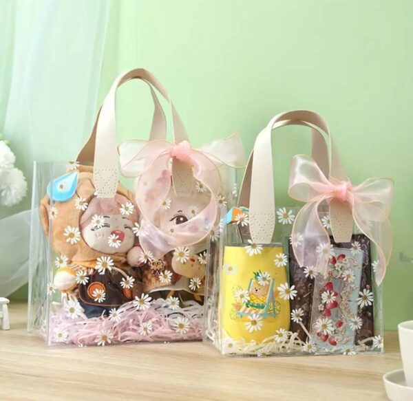 Пакет-сумочка подарунковий ПВХ "Ромашки" прозорий