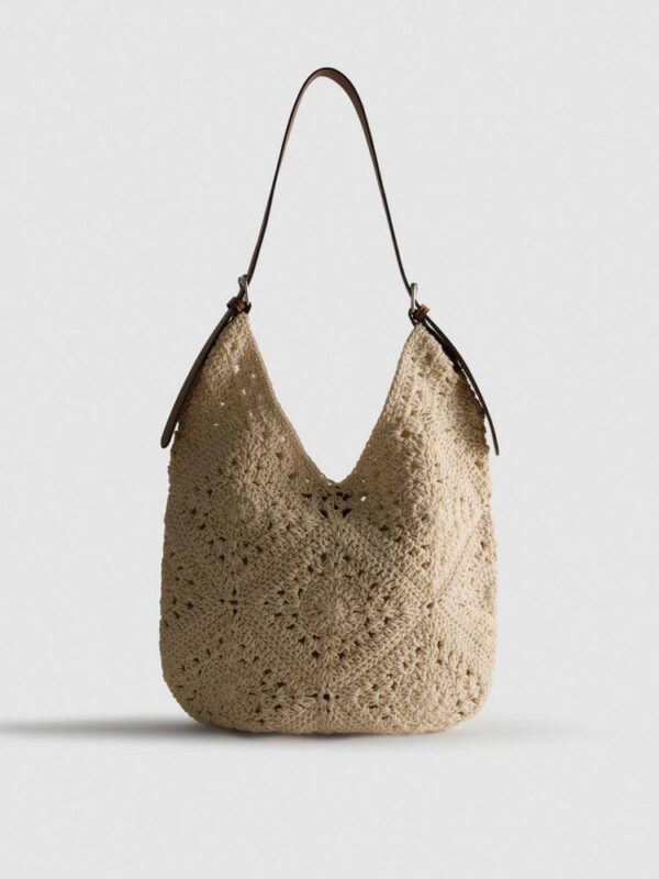 Сумка-шоппер гачкована з ремінцем Primark в стилі Boho молочна