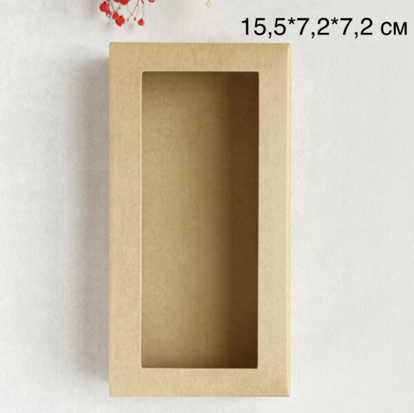 Коробка прямокутна з віконцем 15,5х7,2х7,2 см крафт