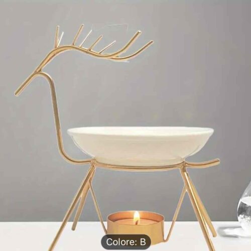 Аромалампа/ Дифузор для підігріву ефірних олій "Олень" кераміка+метал золото