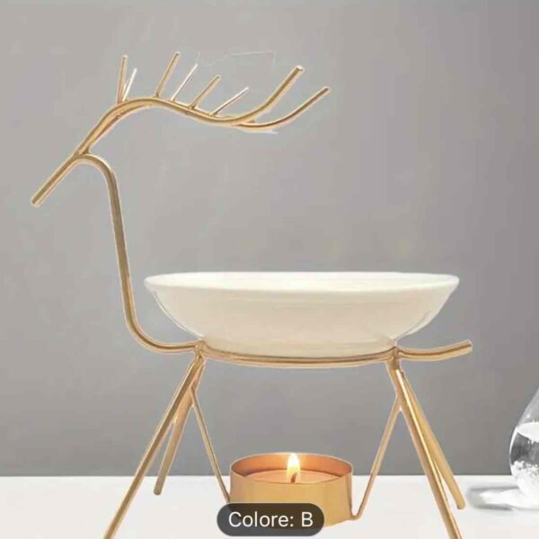 Аромалампа/ Дифузор для підігріву ефірних олій "Олень" кераміка+метал золото