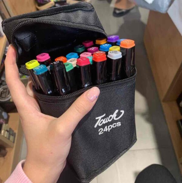 Маркери для скетчингу двосторонні, в чохлі, 24 шт