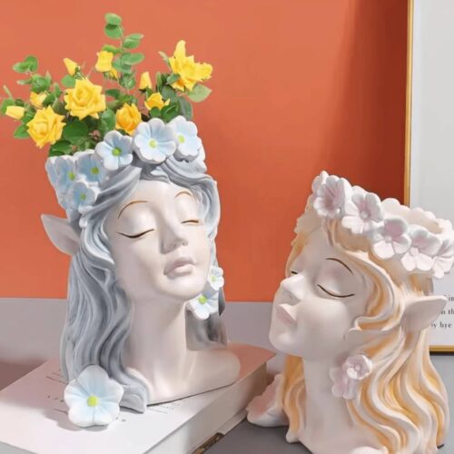 Статуетка-вазон-ваза-органайзер "Дівчина" золотий (10,5*8,5)