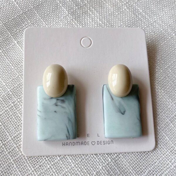 Сережки акрилові геометричні блакитно-білі (8080)