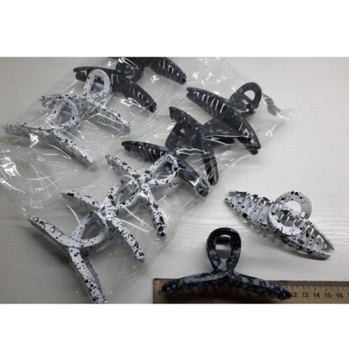 6ccce43f-cec3-49d0-91d3-1fda3d92f8e5.jpg Заколка/краб для волосся "Петля" пластик чорно-білі 12 см