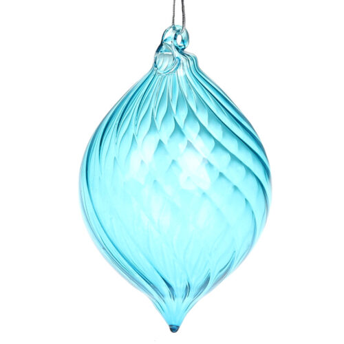 Ялинкова Куля "Блакитна прокручена" 13 см (скло)