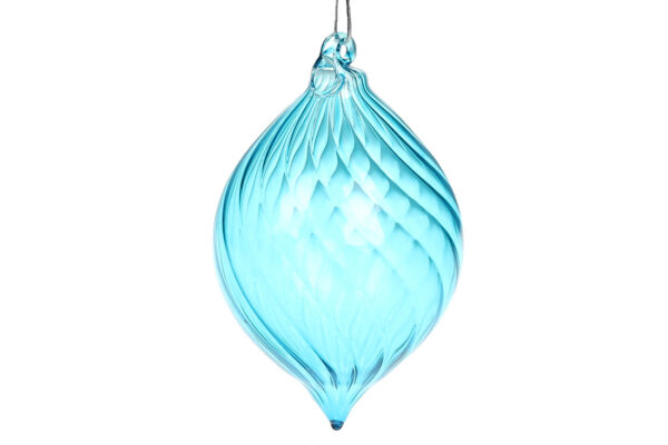 Ялинкова Куля "Блакитна прокручена" 13 см (скло)