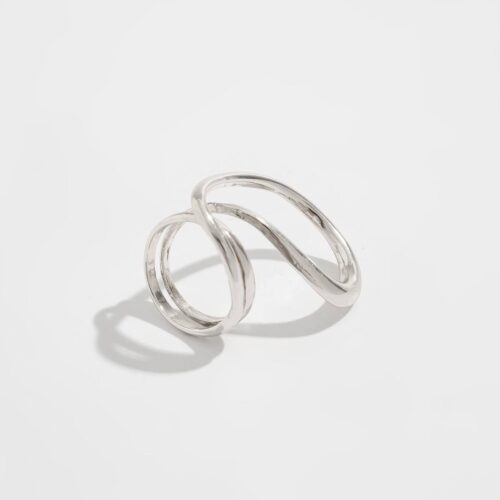 Каблучка жіноча "Геометрична" абстрактна перепльот срібна (10322)