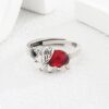 Каблучка жіноча "Слоник" з червоним камінцем срібна (10462)