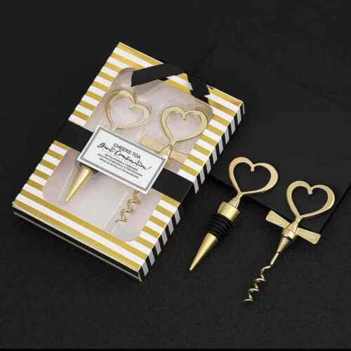 Набір для вина "Серце" (штопор та пробка) золотий