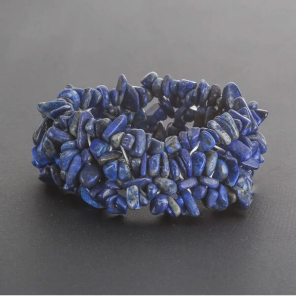 Браслет натур. Лазурит синій крихта широкий стрейч