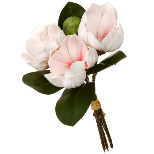 7252c801-ea10-46b3-9fda-3d5b6e9c2de9.jpg Штучний букет магнолій 26 см з листям ніжно-рожевий