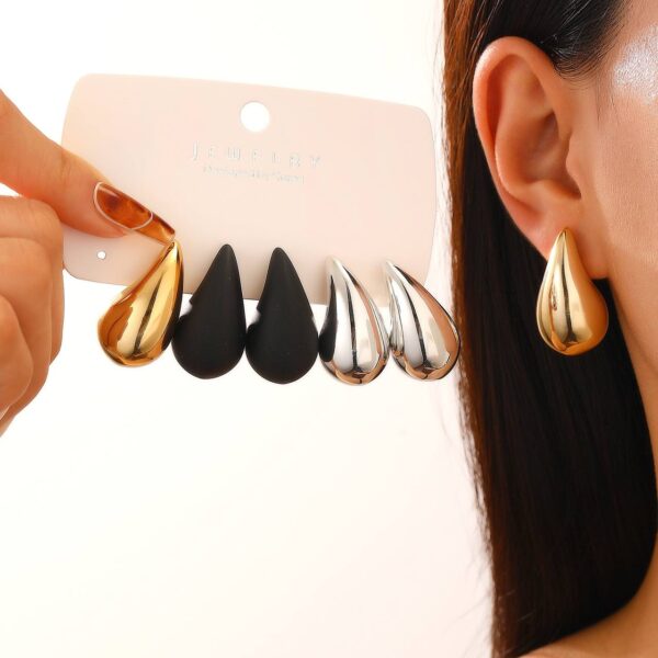 Сережки металеві "Крапля" золоті/ срібні/ чорні (10645) 1 пара