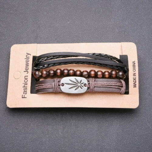 74e7548c-87d9-4279-aa47-3732006ac652.jpg Браслет чоловічий 3 в 1 "Листок" на затяжці