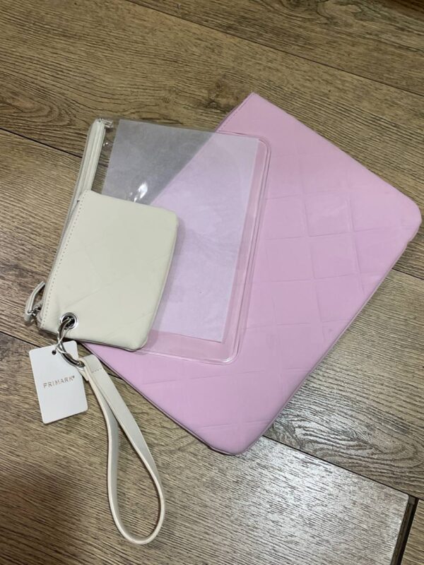 750dfad2-a554-40eb-9320-0963cc9d3749-1.jpg Набір косметичок 3 в 1 прямокутна велика/ прозора/ гаманець Primark ніжно-рожева