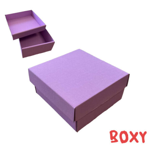 Коробка подарункова 14,5*14*7 см мікрогофра бузкова