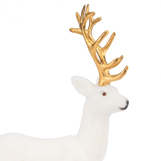 Декоративна фігурка "Оксамитовий олень" 20,5 см біла