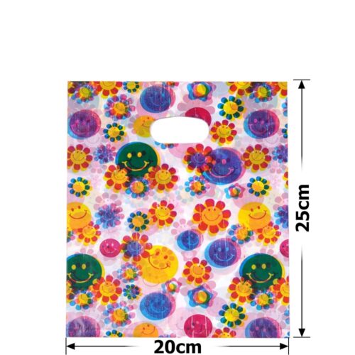 Пакет подарунковий ПВХ (20*25) смайлики-квіти