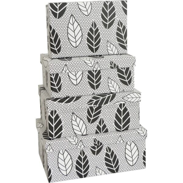 Коробка подарункова "Листочки" сіра №4 (25*18*10.5 cм)