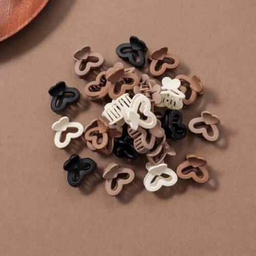 Заколка-краб міні для воллосся сердечка чорний/коричневий/ білий 2,5 см 1 шт