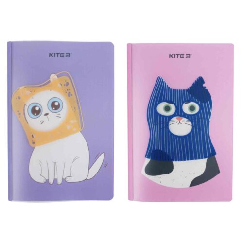 Блокнот А5 Kite "Кіт-ганстер/Кіт-тост" 40 аркушів/клітинка