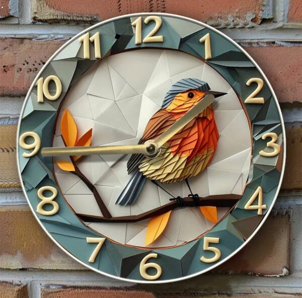 Годинник настінний "Пташка-3D" безшумний алюмінієвий D 20см
