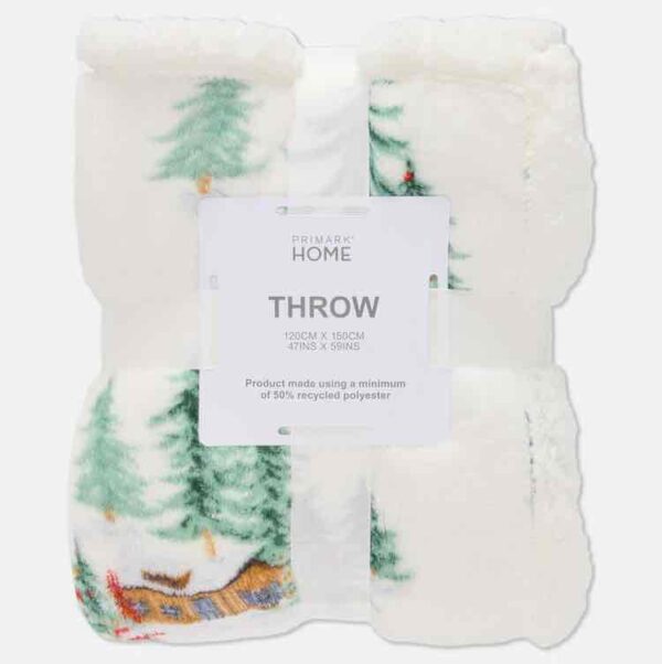 Плед «Будиночки у лісі» THROW Primark 120*150 пухнастий фліс білий