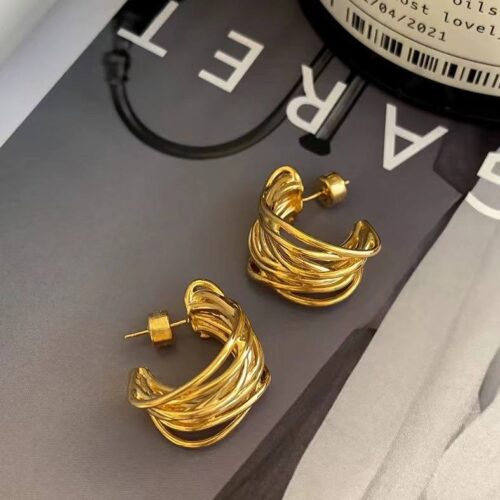 Сережки геометричні кільця золоті (10724)