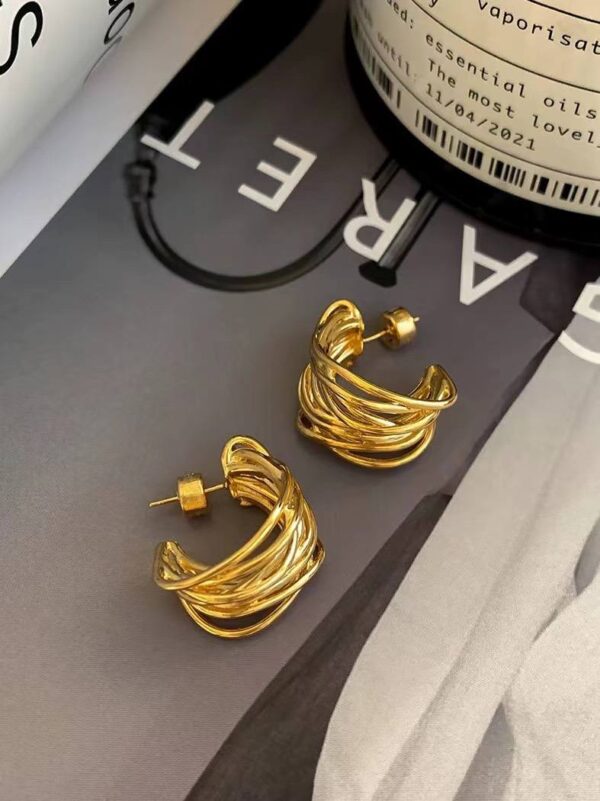 Сережки геометричні кільця золоті (10724)