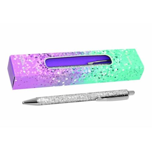 Ручка кулькова подарункова "WB" з глітером, рожеве золото