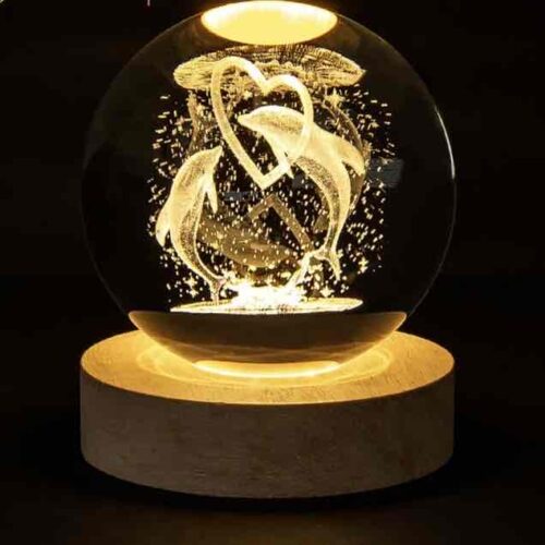 Нічник скляна куля «Дельфіни»